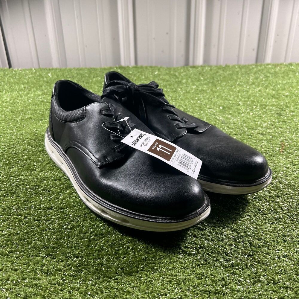 Lands' End Mens Sport Oxford Shoes Size 11 Black White Lace Up Casual Sneakers